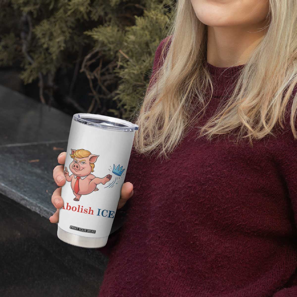 Protest Pig Kicking Icy Crown Tumbler Cup Political Humor Gift TS12 Print Your Wear