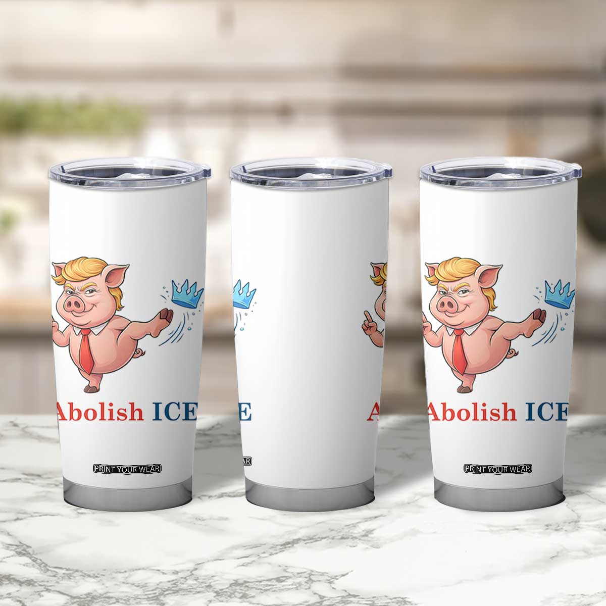 Protest Pig Kicking Icy Crown Tumbler Cup Political Humor Gift TS12 Print Your Wear
