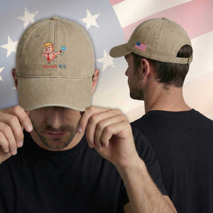 Protest Pig Kicking Icy Crown Washed Cotton Baseball Cap Political Humor Gift TS12 Print Your Wear