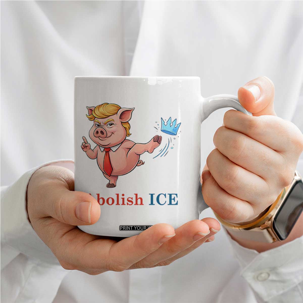 Protest Pig Kicking Icy Crown Coffee Mug Political Humor Gift TS12 Print Your Wear
