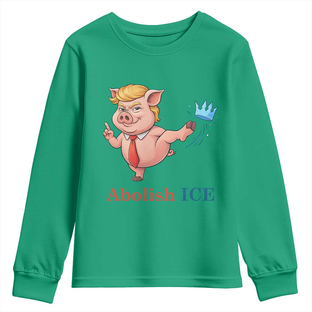 Protest Pig Kicking Icy Crown Youth Sweatshirt Political Humor Gift TS12 Irish Green Print Your Wear