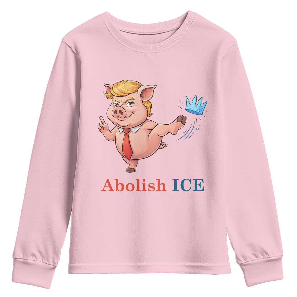 Protest Pig Kicking Icy Crown Youth Sweatshirt Political Humor Gift TS12 Light Pink Print Your Wear