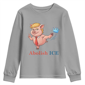 Protest Pig Kicking Icy Crown Youth Sweatshirt Political Humor Gift TS12 Sport Gray Print Your Wear