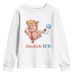 Protest Pig Kicking Icy Crown Youth Sweatshirt Political Humor Gift TS12 White Print Your Wear