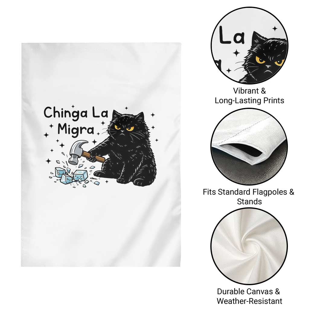 Chinga La Migra Garden Flag Funny Cat Immigration Support TS12 Print Your Wear