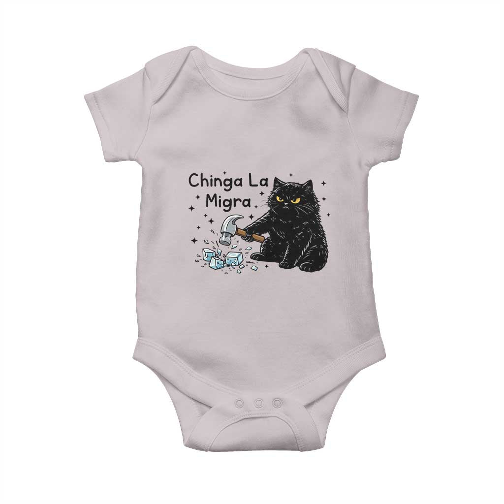 Chinga La Migra Baby Onesie Funny Cat Immigration Support TS12 Ice Gray Print Your Wear