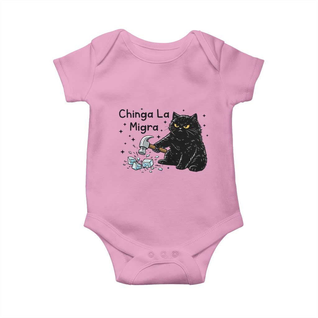 Chinga La Migra Baby Onesie Funny Cat Immigration Support TS12 Light Pink Print Your Wear