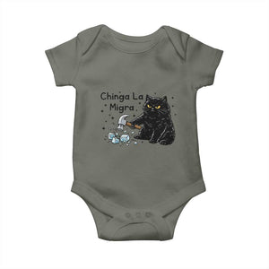Chinga La Migra Baby Onesie Funny Cat Immigration Support TS12 Military Green Print Your Wear