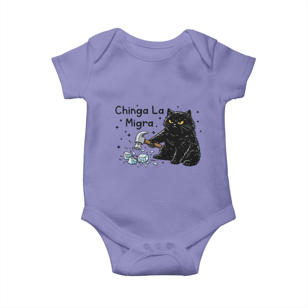 Chinga La Migra Baby Onesie Funny Cat Immigration Support TS12 Violet Print Your Wear