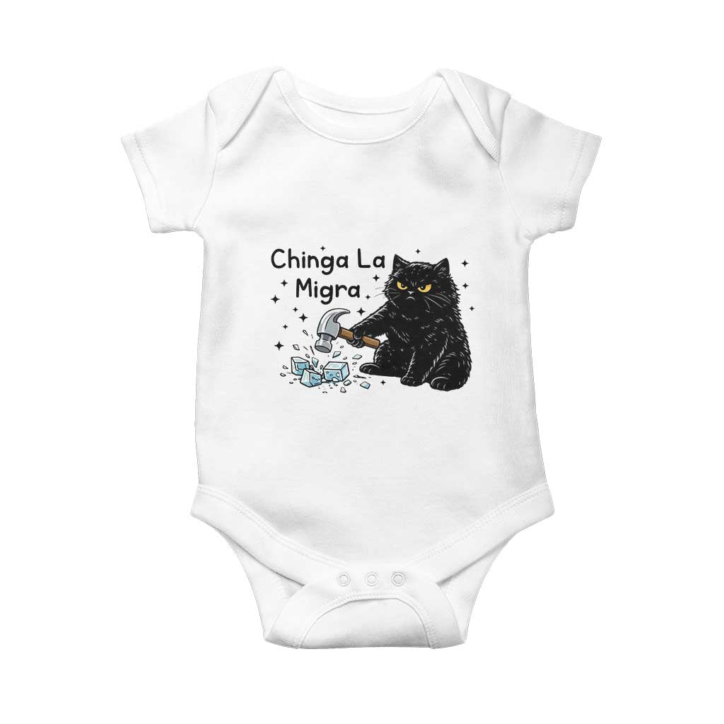 Chinga La Migra Baby Onesie Funny Cat Immigration Support TS12 White Print Your Wear
