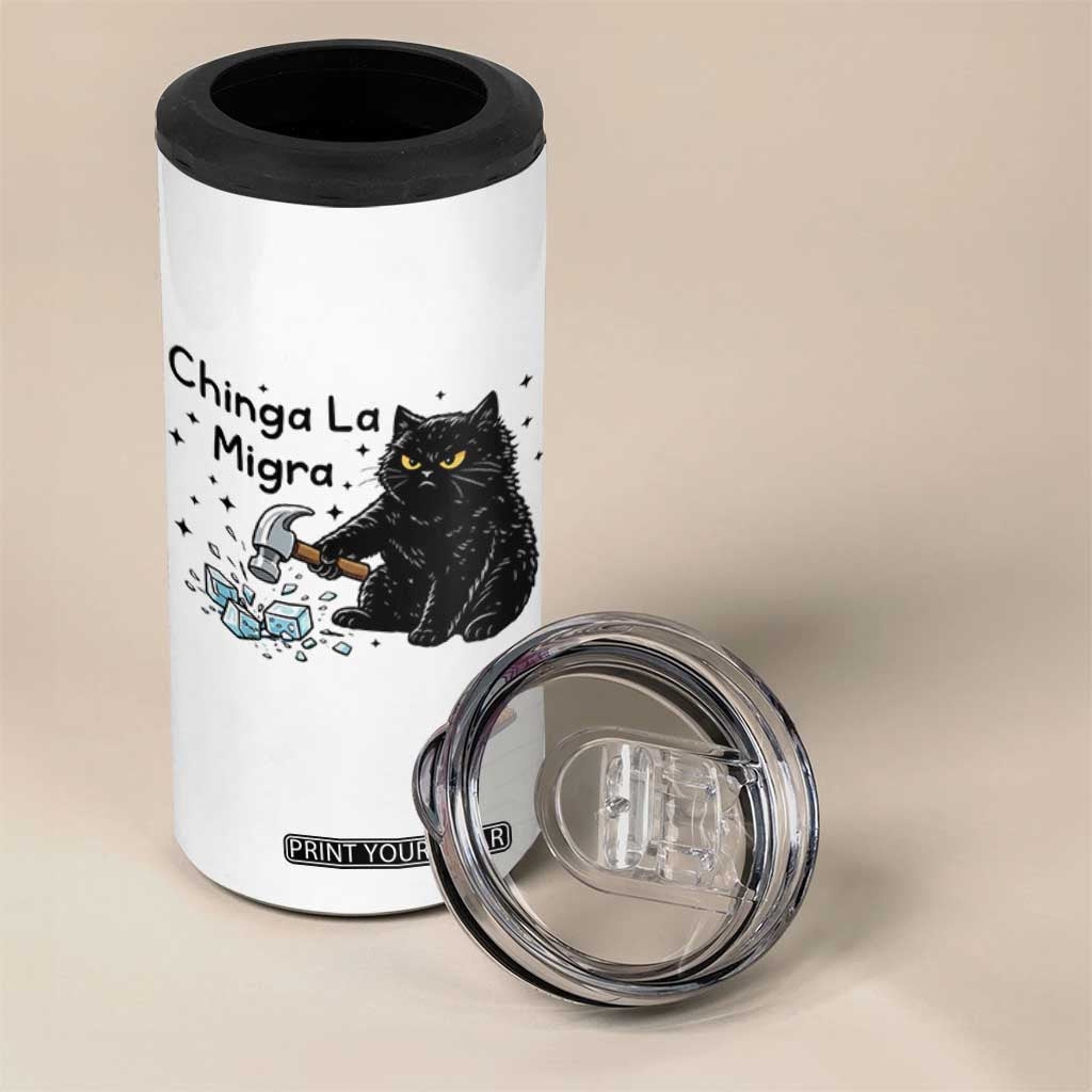 Chinga La Migra 4 in 1 Can Cooler Tumbler Funny Cat Immigration Support TS12 Print Your Wear