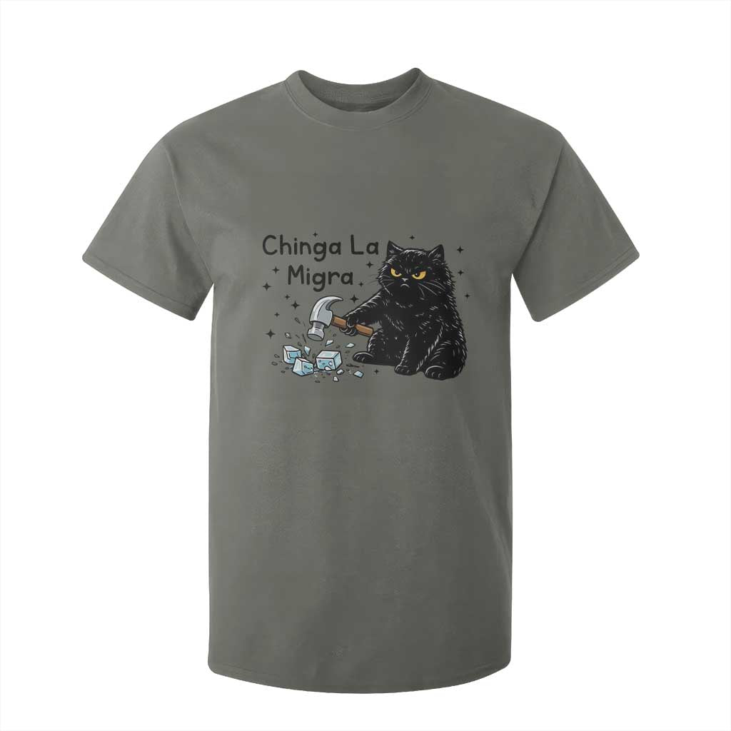 Chinga La Migra T Shirt For Kid Funny Cat Immigration Support TS12 Military Green Print Your Wear