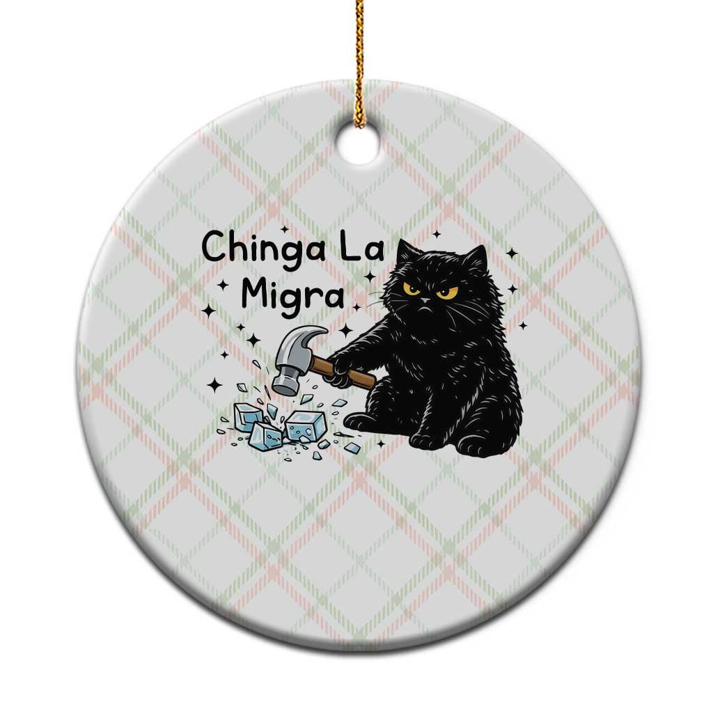 Chinga La Migra Ceramic Ornament Funny Cat Immigration Support TS12 1pc Christmas Plaid Print Your Wear