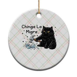 Chinga La Migra Ceramic Ornament Funny Cat Immigration Support TS12 1pc Christmas Plaid Print Your Wear
