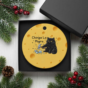 Chinga La Migra Ceramic Ornament Funny Cat Immigration Support TS12 1pc Yellow Cheese Print Your Wear