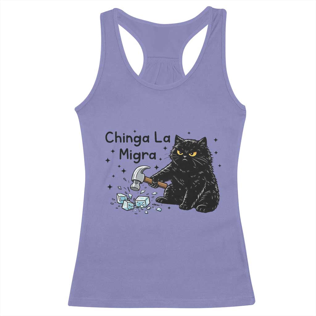 Chinga La Migra Racerback Tank Top Funny Cat Immigration Support TS12 Violet Print Your Wear