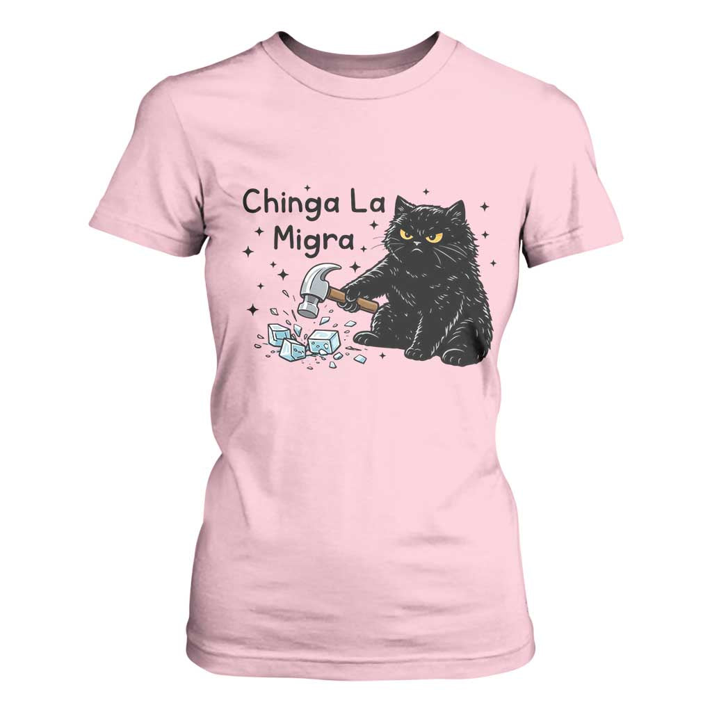 Chinga La Migra T Shirt For Women Funny Cat Immigration Support TS12 Light Pink Print Your Wear