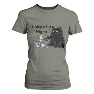 Chinga La Migra T Shirt For Women Funny Cat Immigration Support TS12 Military Green Print Your Wear