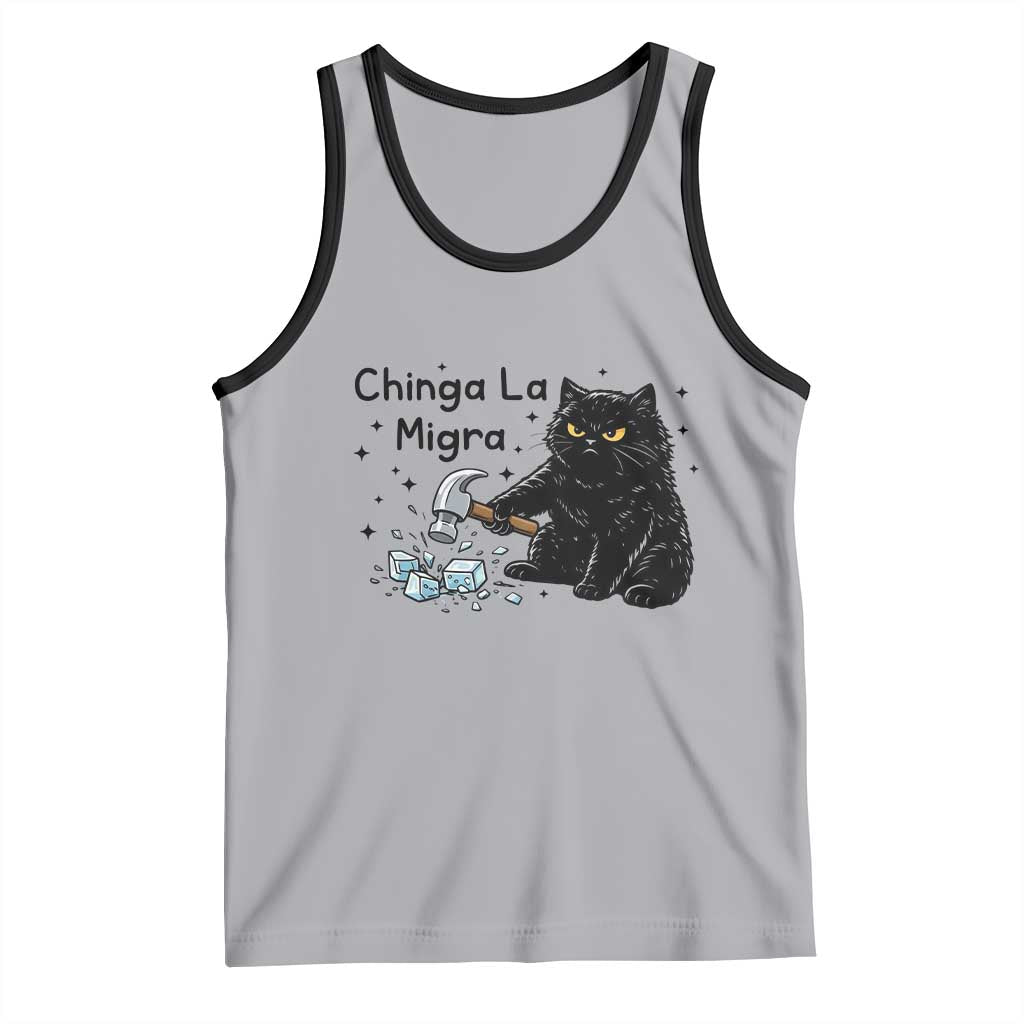 Chinga La Migra Tank Top Funny Cat Immigration Support TS12 Athletic Heather Black Print Your Wear