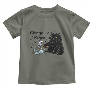 Chinga La Migra Toddler T Shirt Funny Cat Immigration Support TS12 Military Green Print Your Wear