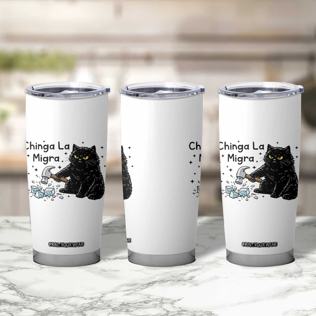 Chinga La Migra Tumbler Cup Funny Cat Immigration Support TS12 Print Your Wear