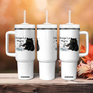 Chinga La Migra Tumbler With Handle Funny Cat Immigration Support TS12 Print Your Wear