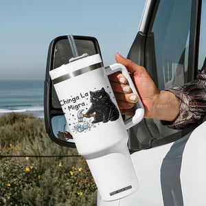 Chinga La Migra Tumbler With Handle Funny Cat Immigration Support TS12 Print Your Wear