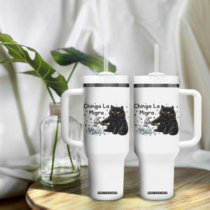 Chinga La Migra Tumbler With Handle Funny Cat Immigration Support TS12 Print Your Wear