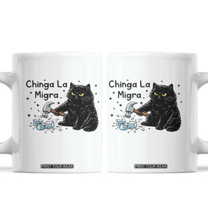Chinga La Migra Coffee Mug Funny Cat Immigration Support TS12 White Print Your Wear