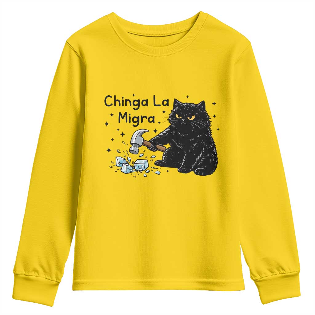 Chinga La Migra Youth Sweatshirt Funny Cat Immigration Support TS12 Daisy Print Your Wear