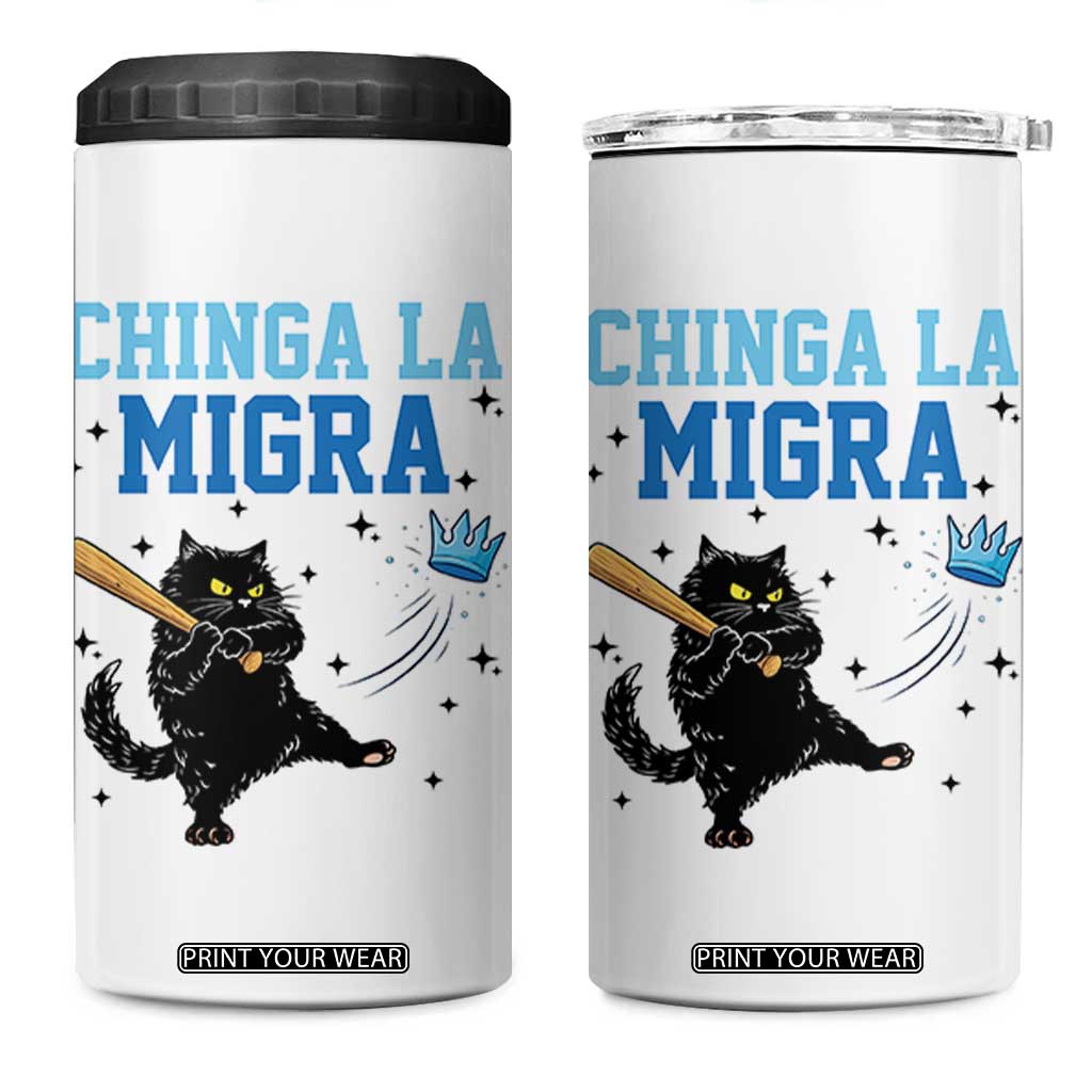 Chinga La Migra 4 in 1 Can Cooler Tumbler Funny Protest Cat Minneapolis Support Gift TS12 One Size: 16 oz White Print Your Wear