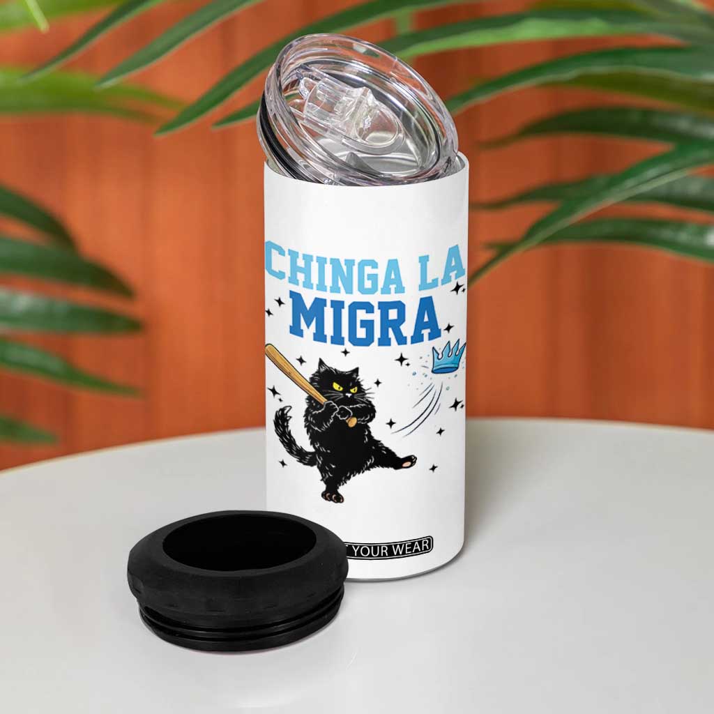 Chinga La Migra 4 in 1 Can Cooler Tumbler Funny Protest Cat Minneapolis Support Gift TS12 Print Your Wear