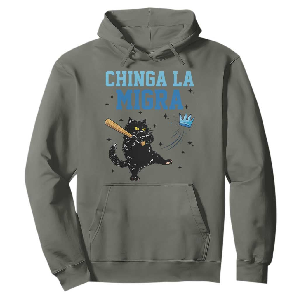 Chinga La Migra Hoodie Funny Protest Cat Minneapolis Support Gift TS12 Military Green Print Your Wear