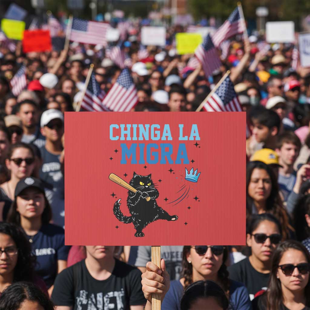 Chinga La Migra Protest Sign Funny Protest Cat Minneapolis Support Gift TS12 Horizontal 18