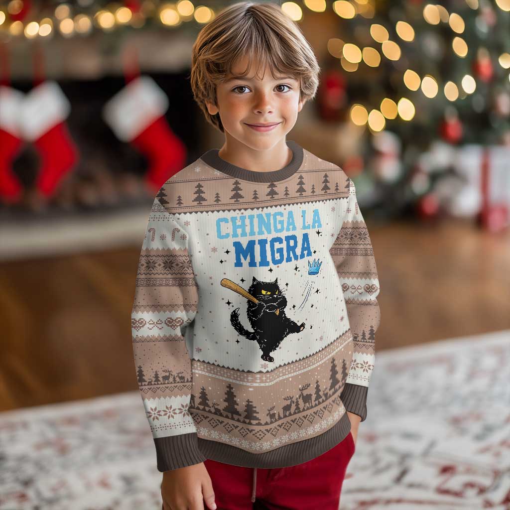 Chinga La Migra Ugly Christmas Sweater Funny Protest Cat Minneapolis Support Gift TS12 Mocha Mousse Print Your Wear