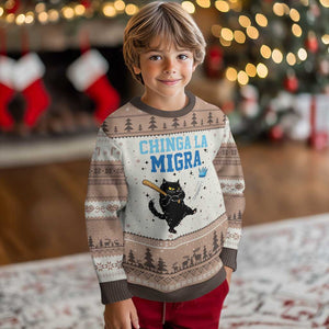 Chinga La Migra Ugly Christmas Sweater Funny Protest Cat Minneapolis Support Gift TS12 Mocha Mousse Print Your Wear
