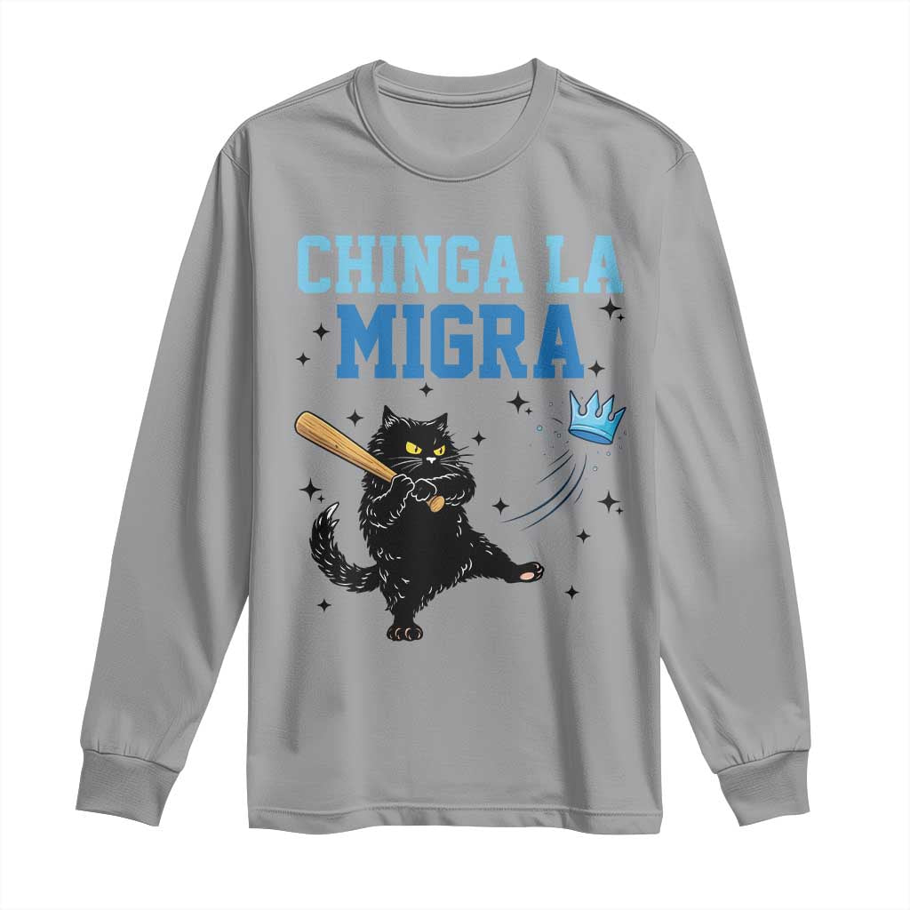 Chinga La Migra Long Sleeve Shirt Funny Protest Cat Minneapolis Support Gift TS12 Sport Gray Print Your Wear