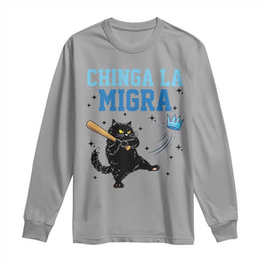 Chinga La Migra Long Sleeve Shirt Funny Protest Cat Minneapolis Support Gift TS12 Sport Gray Print Your Wear