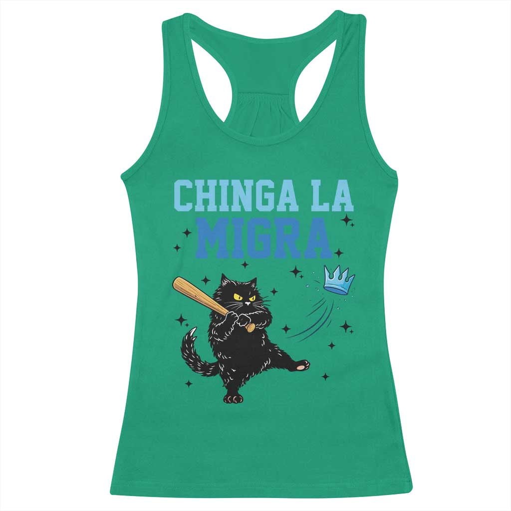 Chinga La Migra Racerback Tank Top Funny Protest Cat Minneapolis Support Gift TS12 Irish Green Print Your Wear