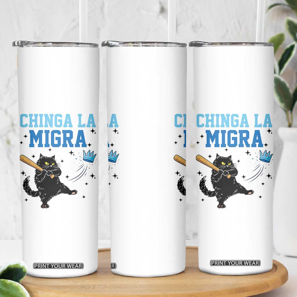 Chinga La Migra Skinny Tumbler Funny Protest Cat Minneapolis Support Gift TS12 Print Your Wear