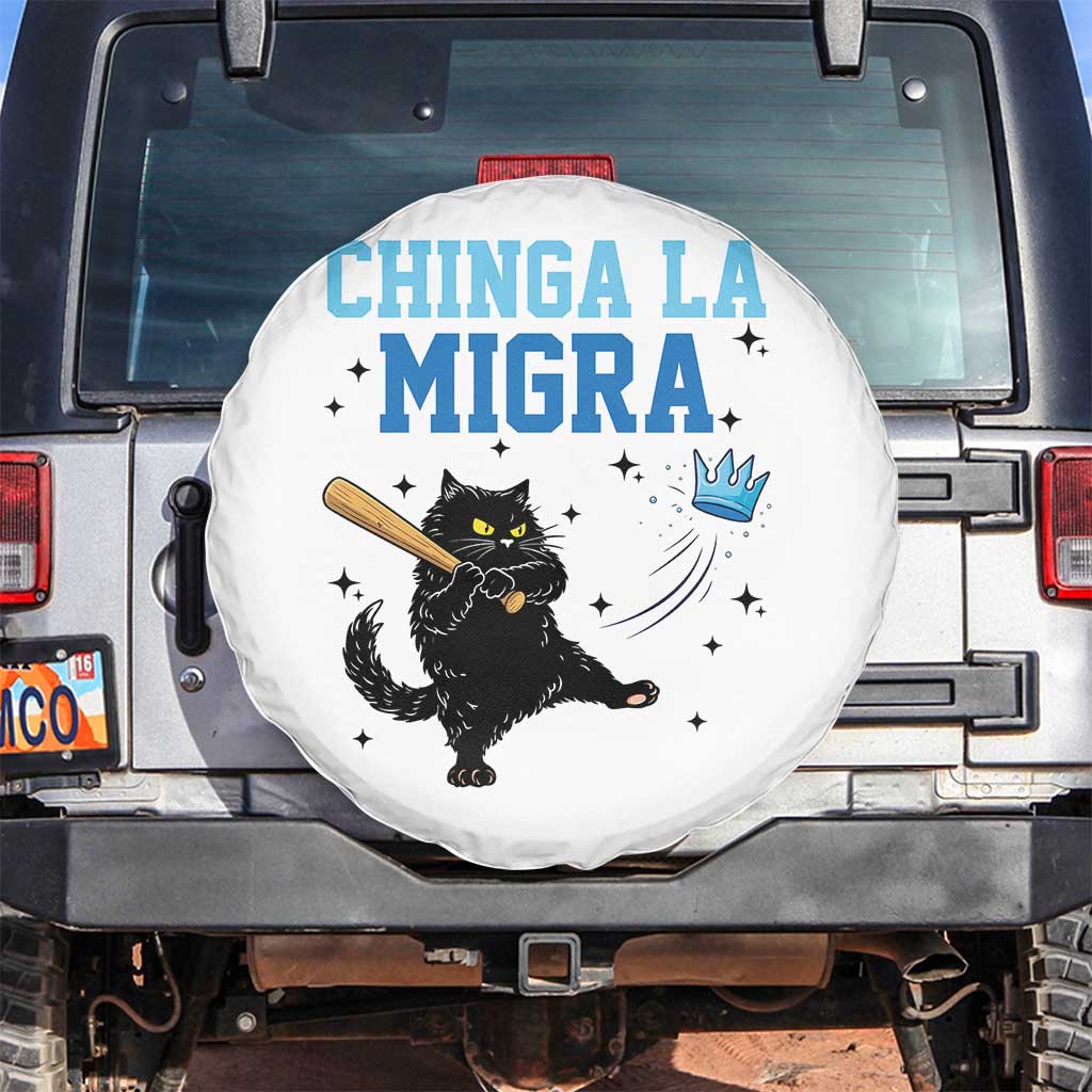 Chinga La Migra Spare Tire Cover Funny Protest Cat Minneapolis Support Gift TS12 No hole White Print Your Wear