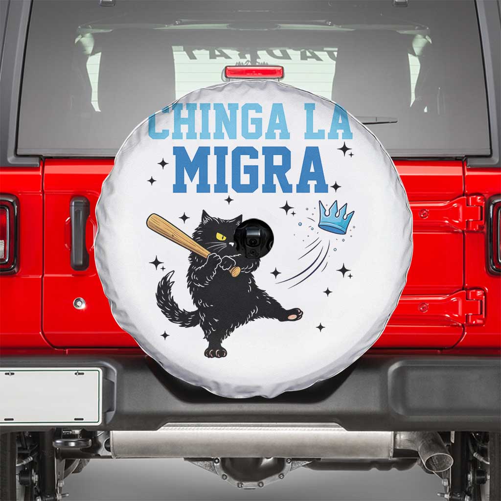 Chinga La Migra Spare Tire Cover Funny Protest Cat Minneapolis Support Gift TS12 White Print Your Wear