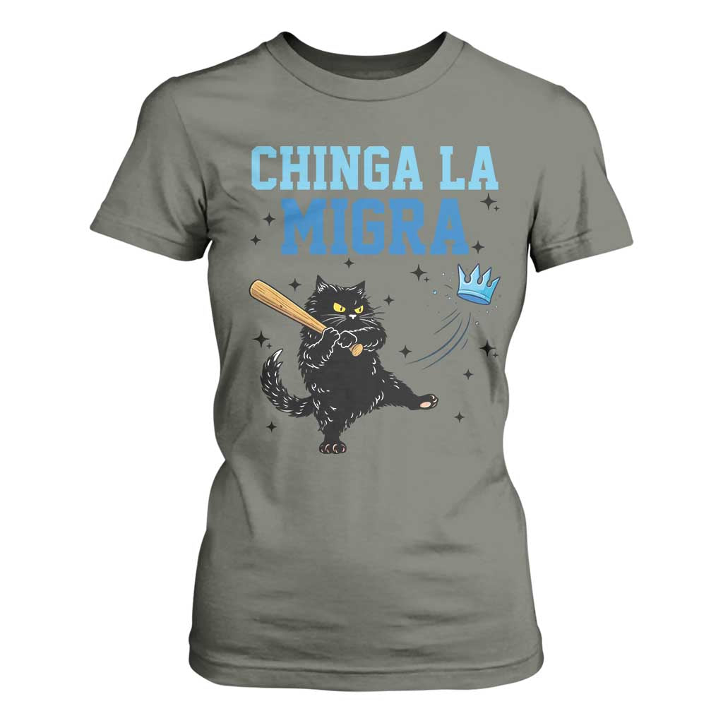 Chinga La Migra T Shirt For Women Funny Protest Cat Minneapolis Support Gift TS12 Military Green Print Your Wear