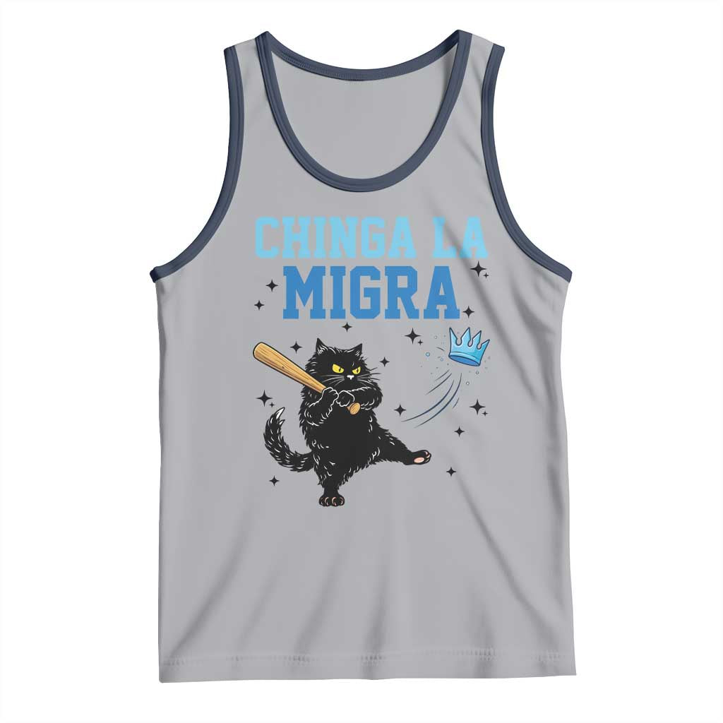 Chinga La Migra Tank Top Funny Protest Cat Minneapolis Support Gift TS12 Athletic Heather Navy Print Your Wear