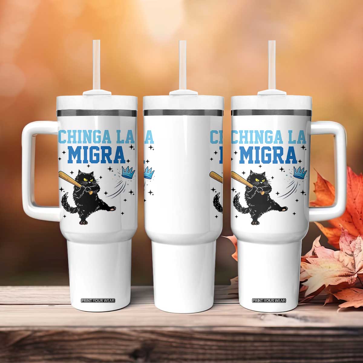 Chinga La Migra Tumbler With Handle Funny Protest Cat Minneapolis Support Gift TS12 Print Your Wear