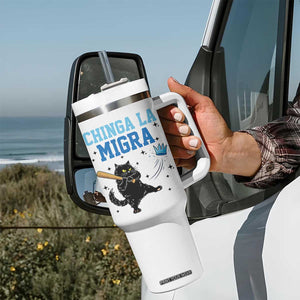 Chinga La Migra Tumbler With Handle Funny Protest Cat Minneapolis Support Gift TS12 Print Your Wear