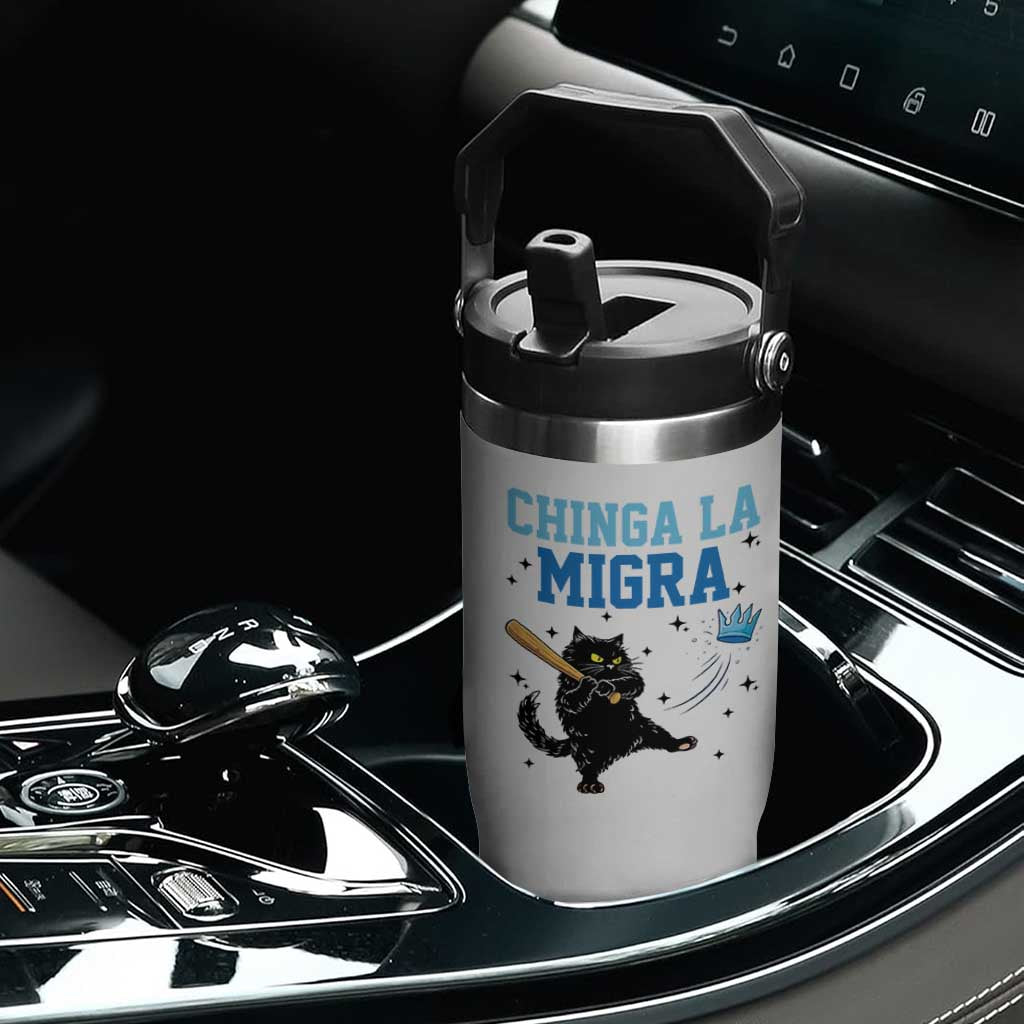 Chinga La Migra Flip Straw Tumbler Funny Protest Cat Minneapolis Support Gift TS12 Print Your Wear