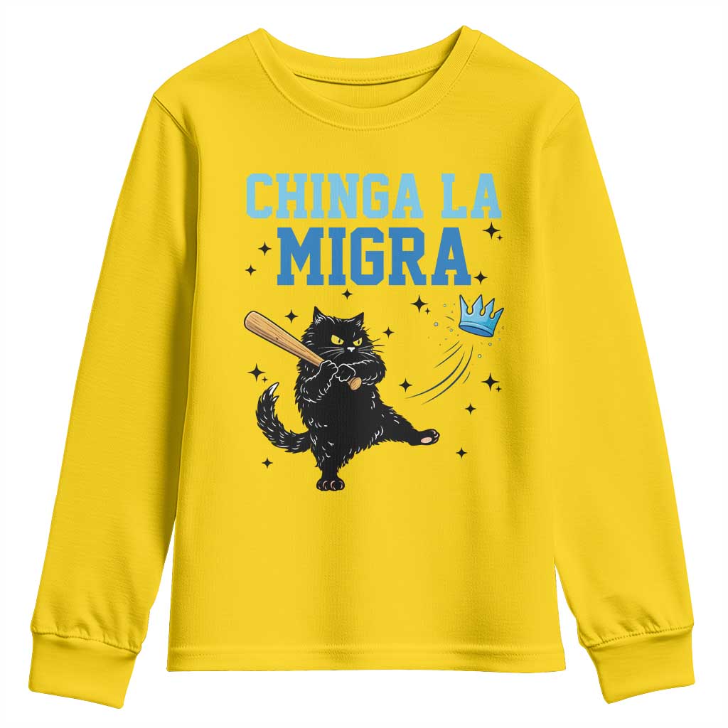 Chinga La Migra Youth Sweatshirt Funny Protest Cat Minneapolis Support Gift TS12 Daisy Print Your Wear
