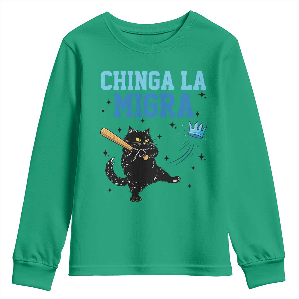 Chinga La Migra Youth Sweatshirt Funny Protest Cat Minneapolis Support Gift TS12 Irish Green Print Your Wear