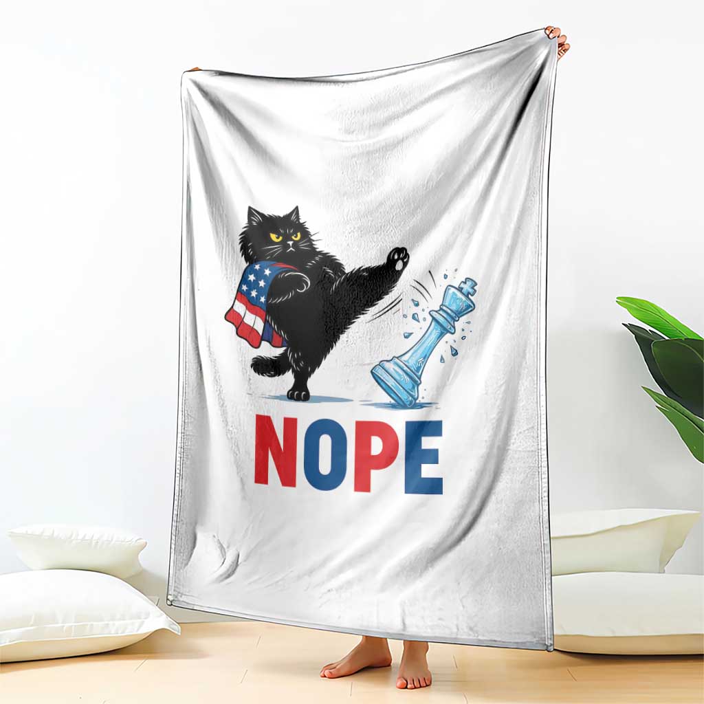 Funny Black Cat Kicks The Icy Chess Piece Nope Throw Blanket TS12 Print Your Wear